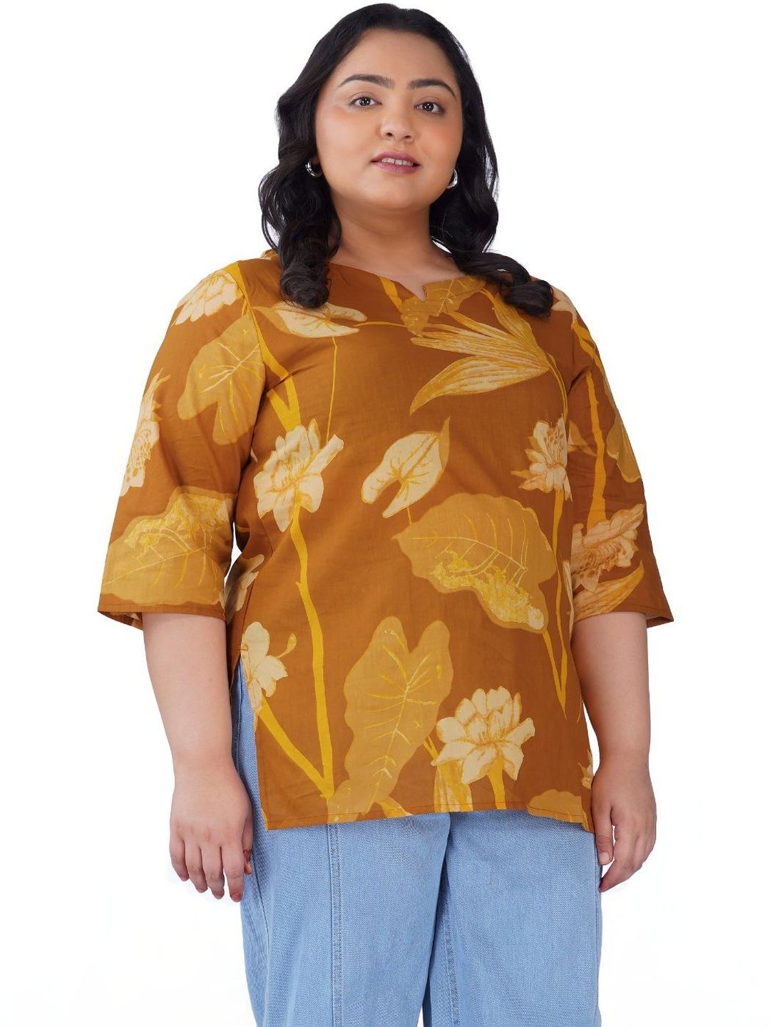 30 Looks Floral Printed V-Neck Pure Cotton Kurti-picture-27