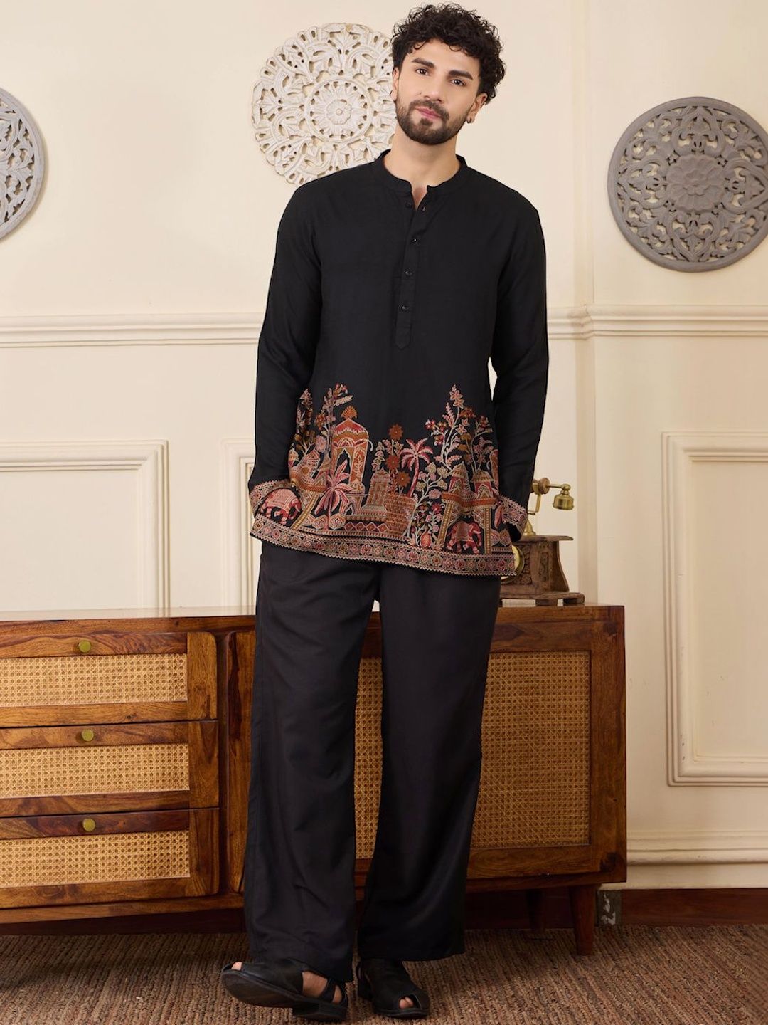 House of Pataudi 's Viscose Breathable Fabric Jashan Kurta Set-picture-34