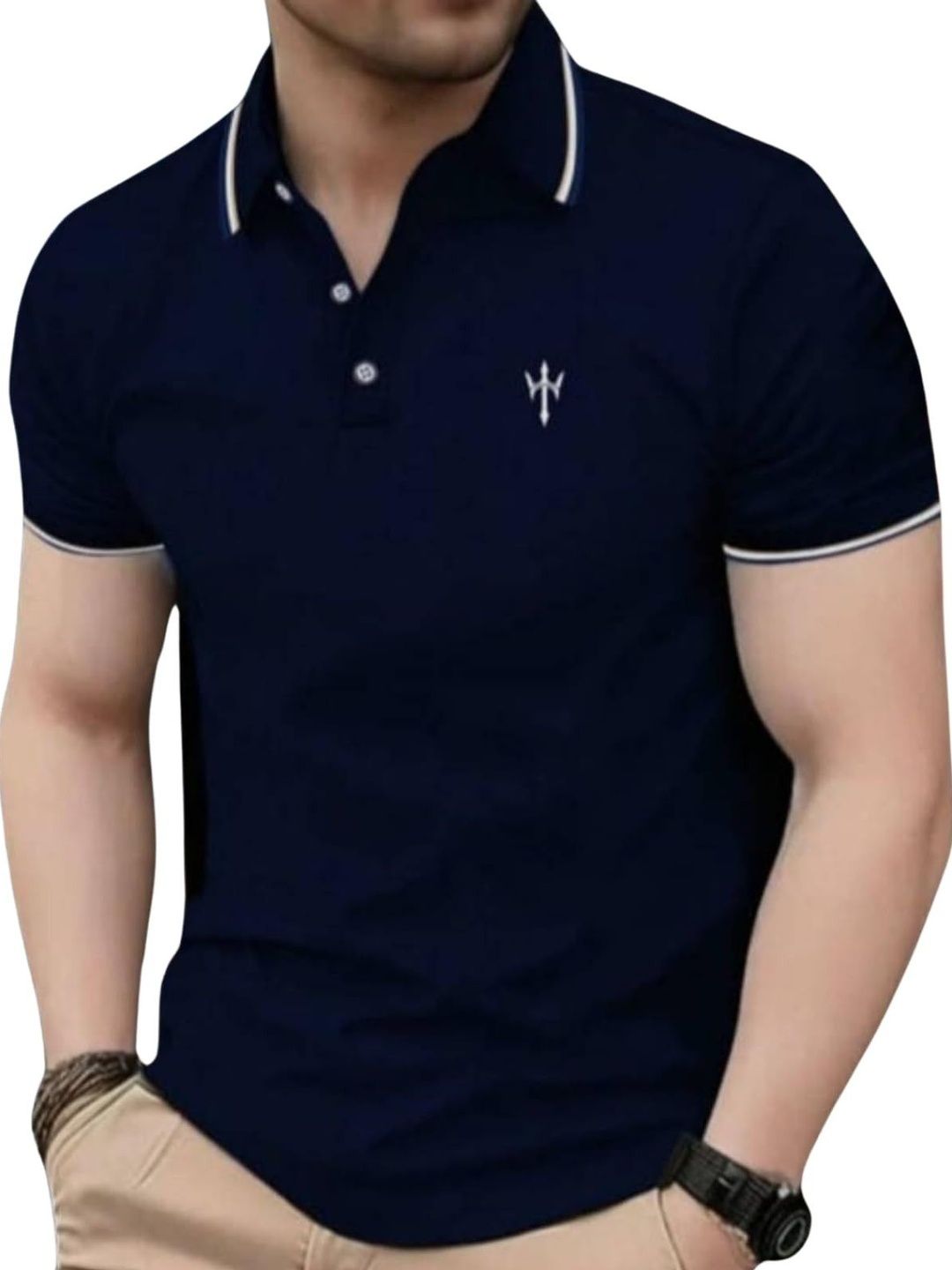 GARIMA KNITWEAR Men Brand Logo Polo Collar T-shirt-picture-36