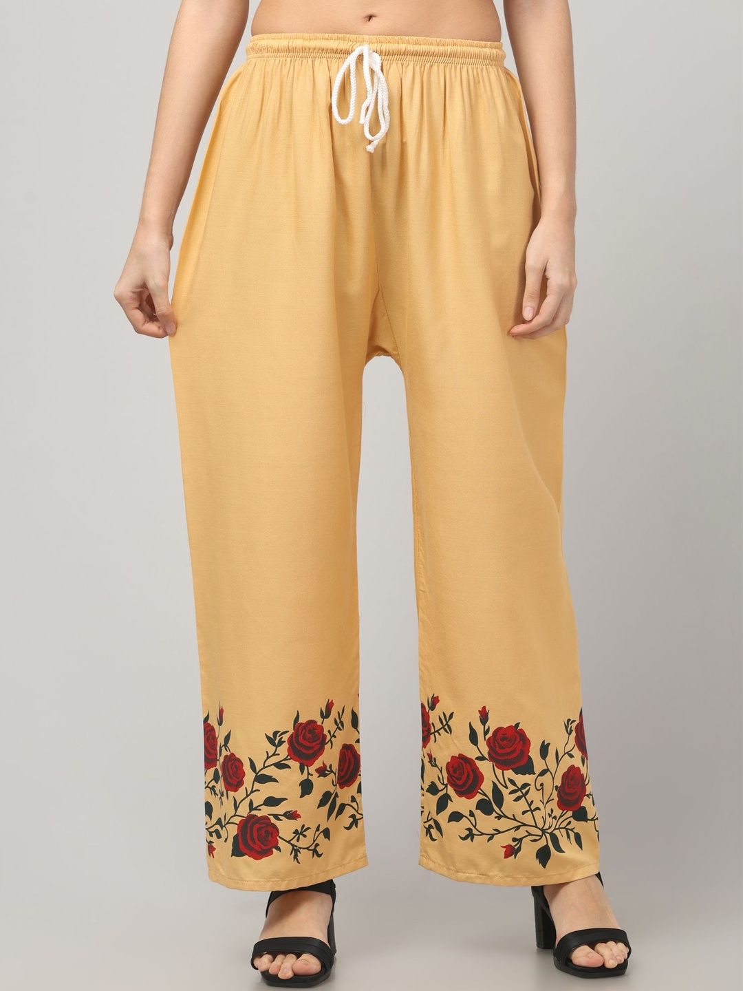 CROWN KING Women Floral Printed Easy Wash Trousers-picture-48