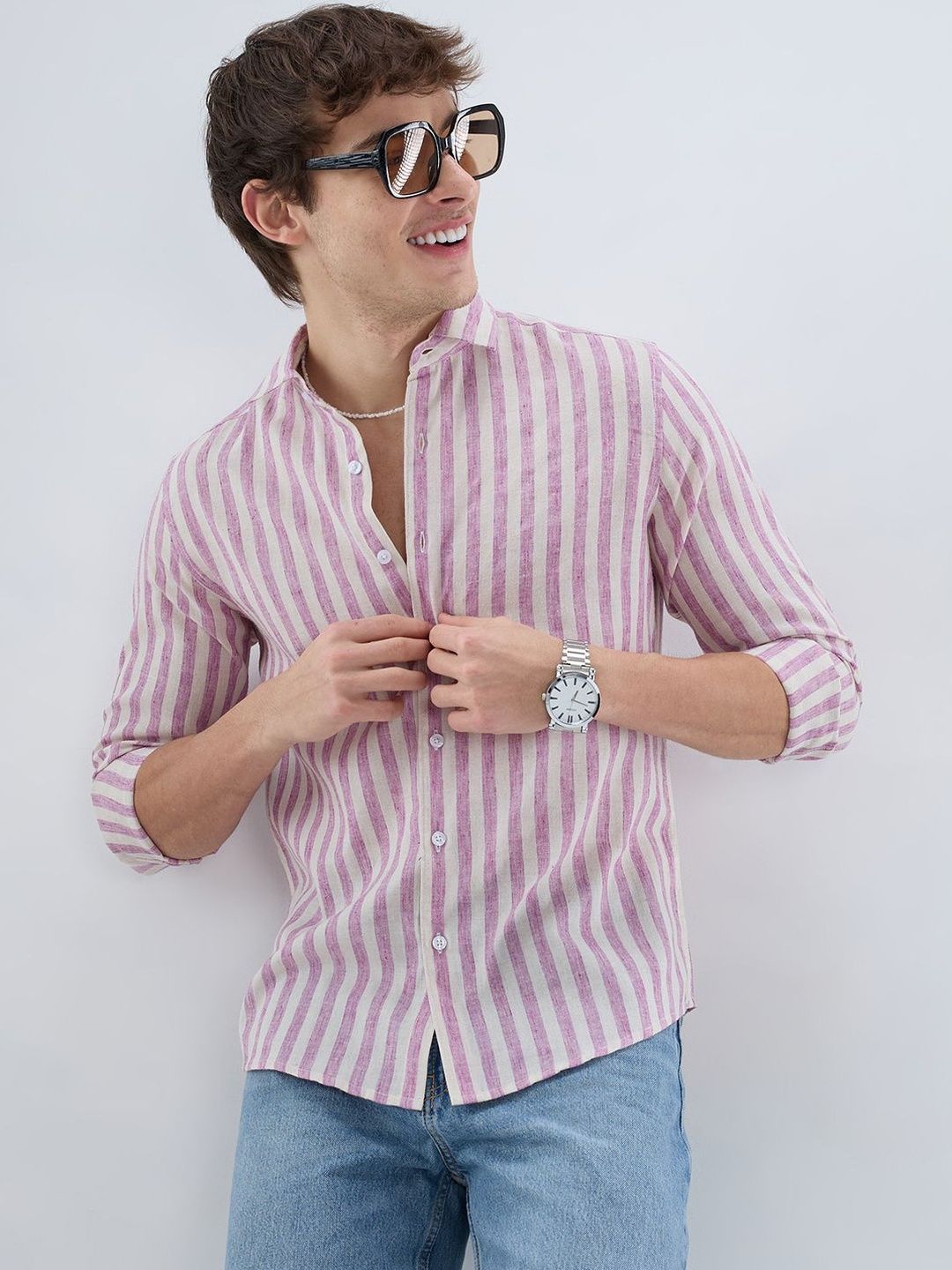 VASTRADO Men Classic Slim Fit Multi Stripes Striped Casual Shirt-picture-39