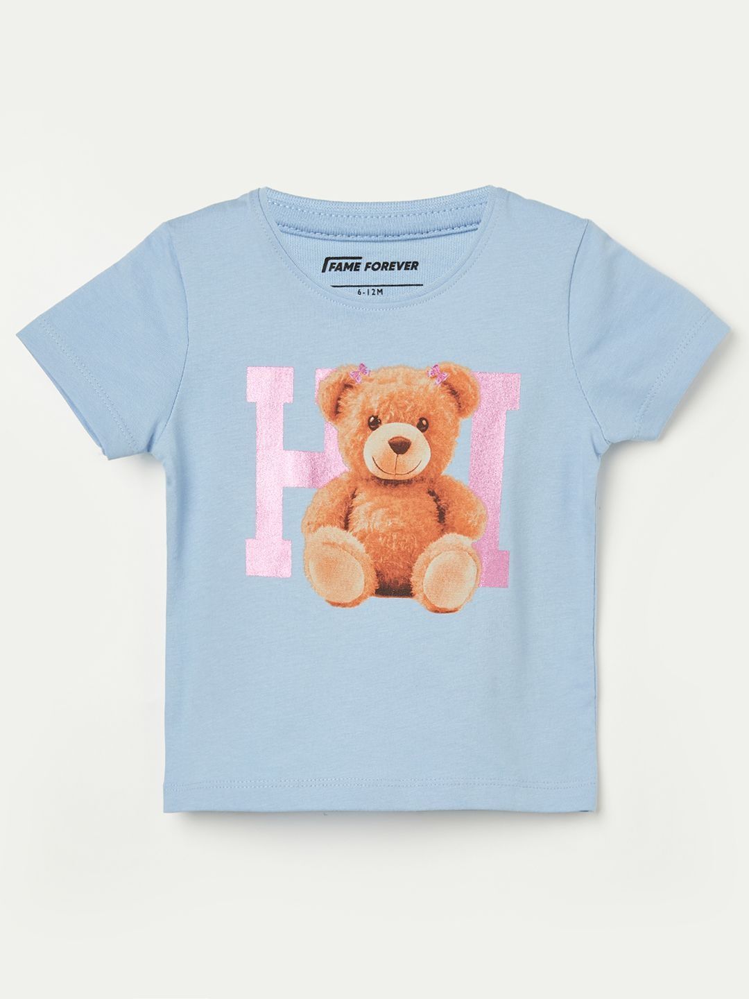 Fame Forever by Lifestyle Girls Blue Regular Printed Cotton T Shirt Tshirts-picture-27