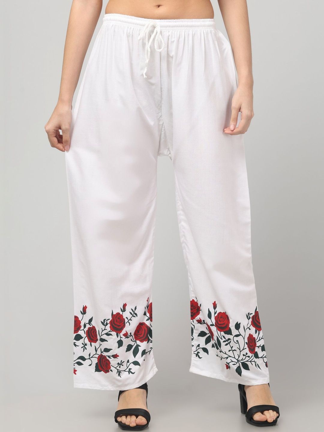 CROWN KING Women Floral Printed Easy Wash Trousers-picture-25