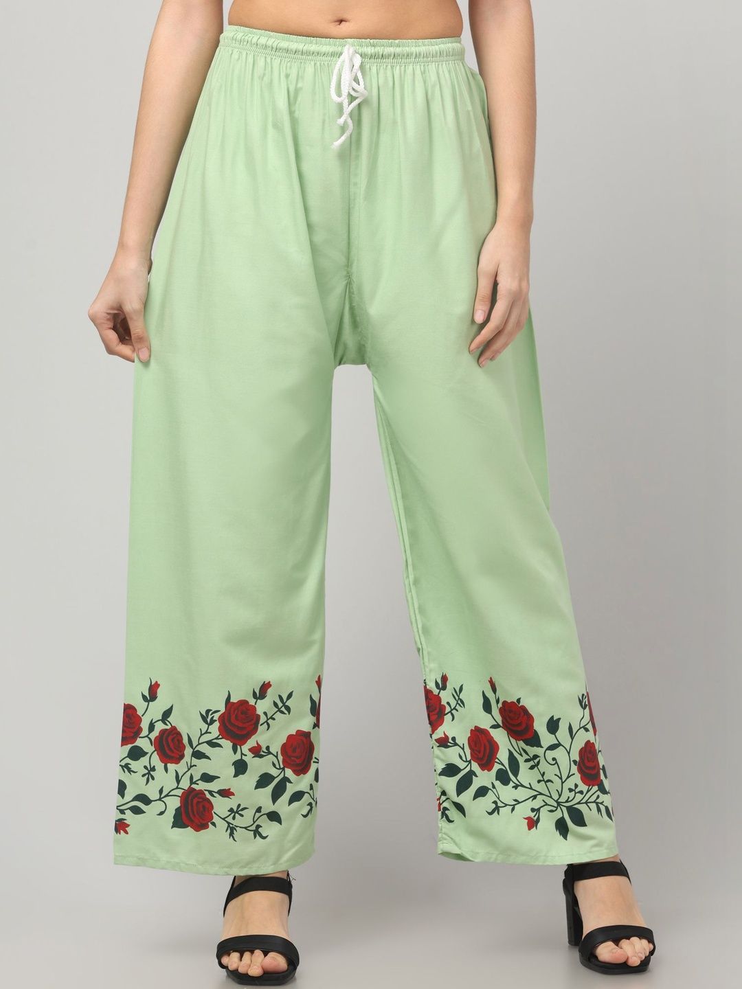 CROWN KING Women Floral Printed Easy Wash Trousers-picture-17