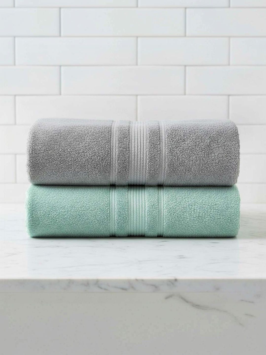 Athom Living Multicoloured & Grey 2 Cotton 500 GSM Bath Towel-picture-36