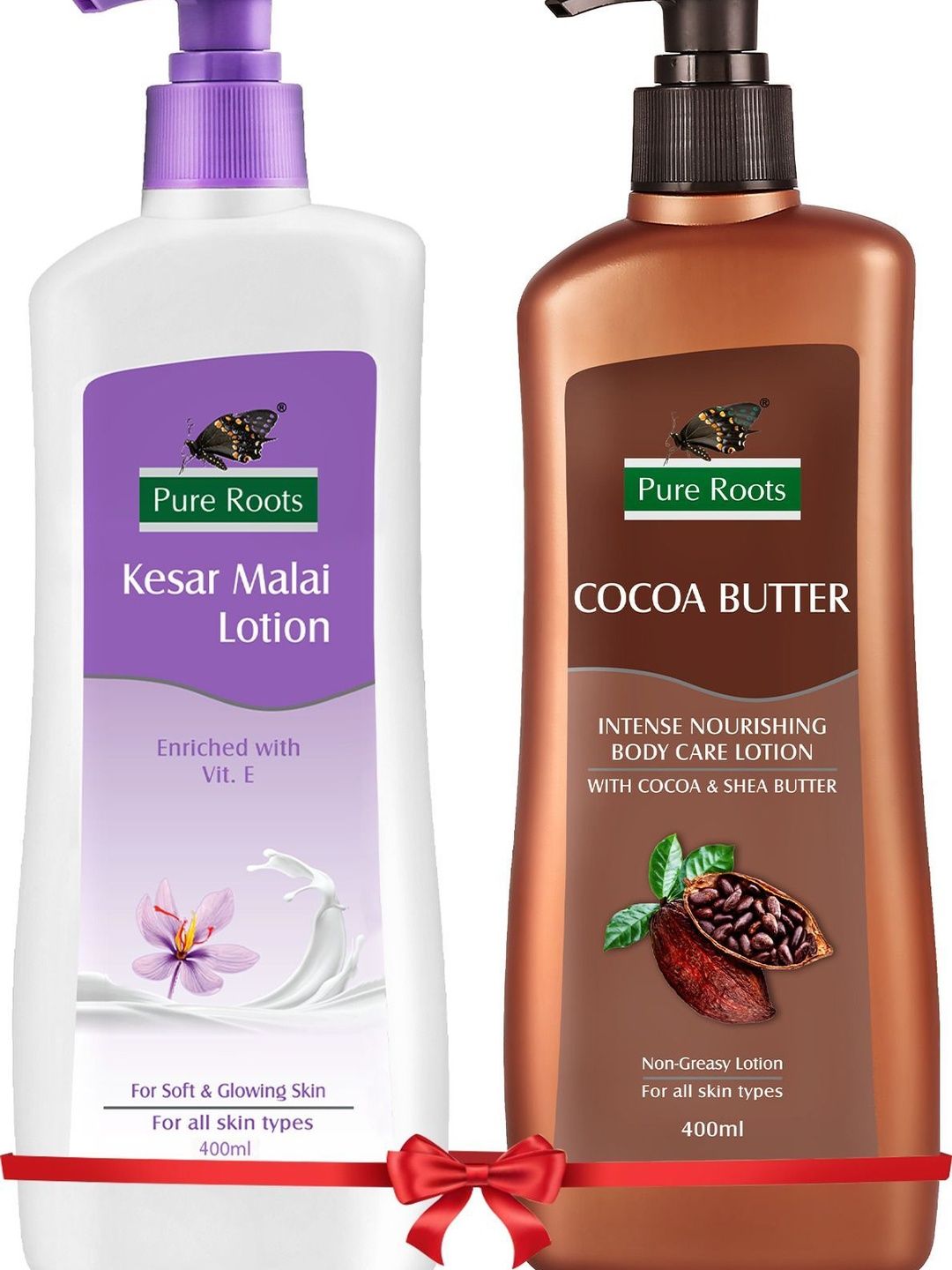 pure roots Set Of 2 Kesar Malai & Cocoa Butter Body Lotions - 400 ml Each-picture-10