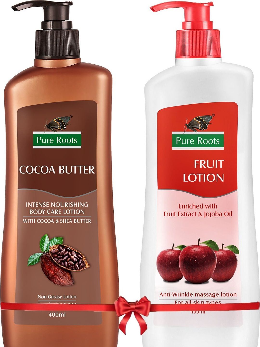 pure roots Set Of 2 Fruit & Cocoa Butter Body Lotions - 400 ml Each-picture-6