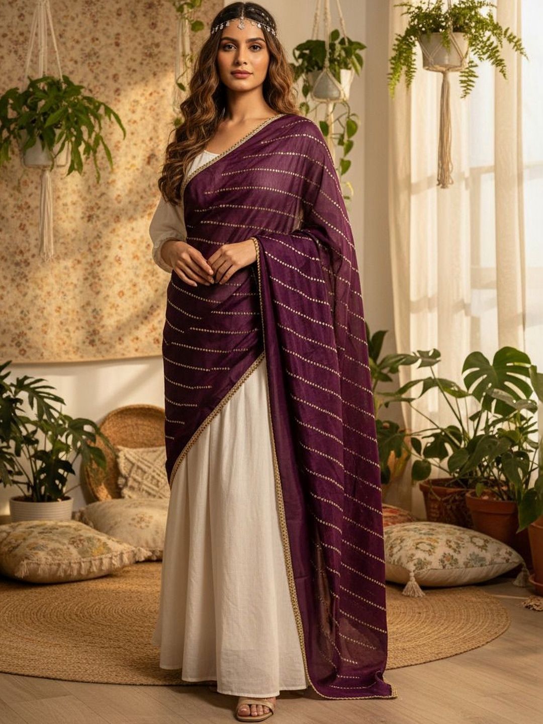 Komurr Dupatta with Thread Work