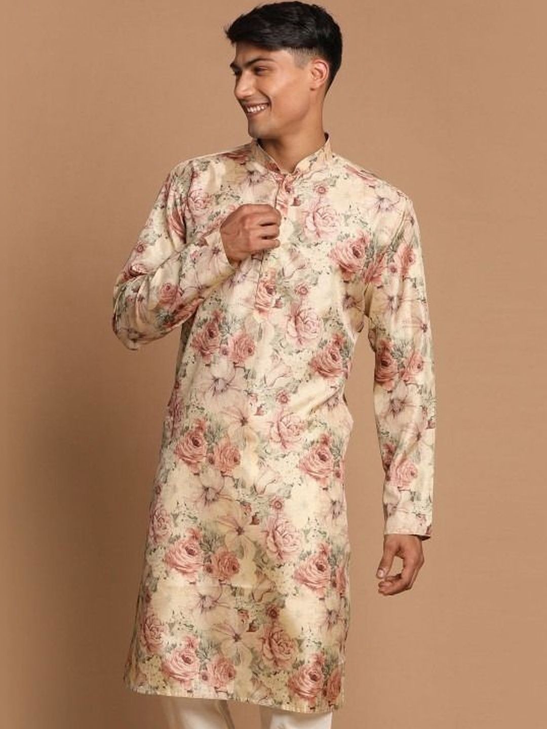PRINTCULTR Men Floral Printed Regular Kurta with Churidar-image-16
