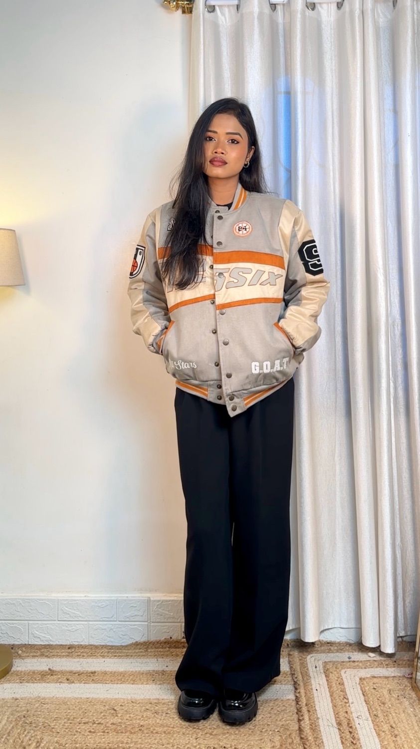 Buy SIX5SIX Unisex Typography Printed Patchwork Cotton Varsity