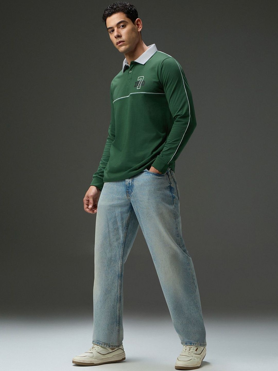 DILLINGER Mens Long Sleeve Printed Regular Fit Polo Tshirt-image-13