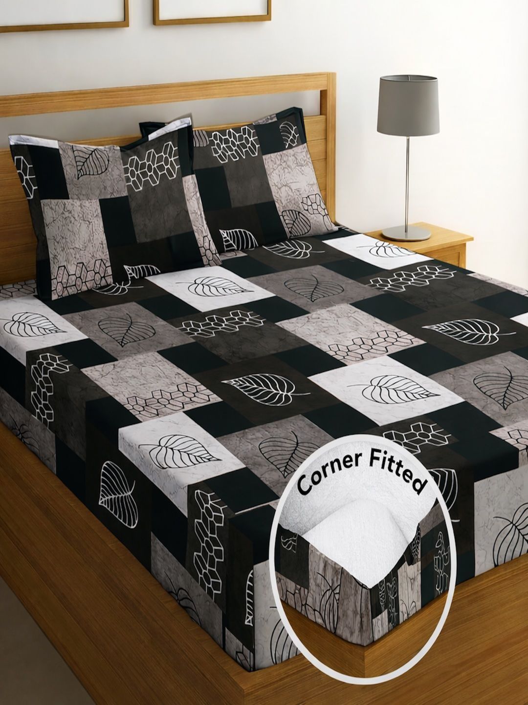 IWS Multicoloured Geometric King Bedsheet with 2 Pillow Covers-picture-17