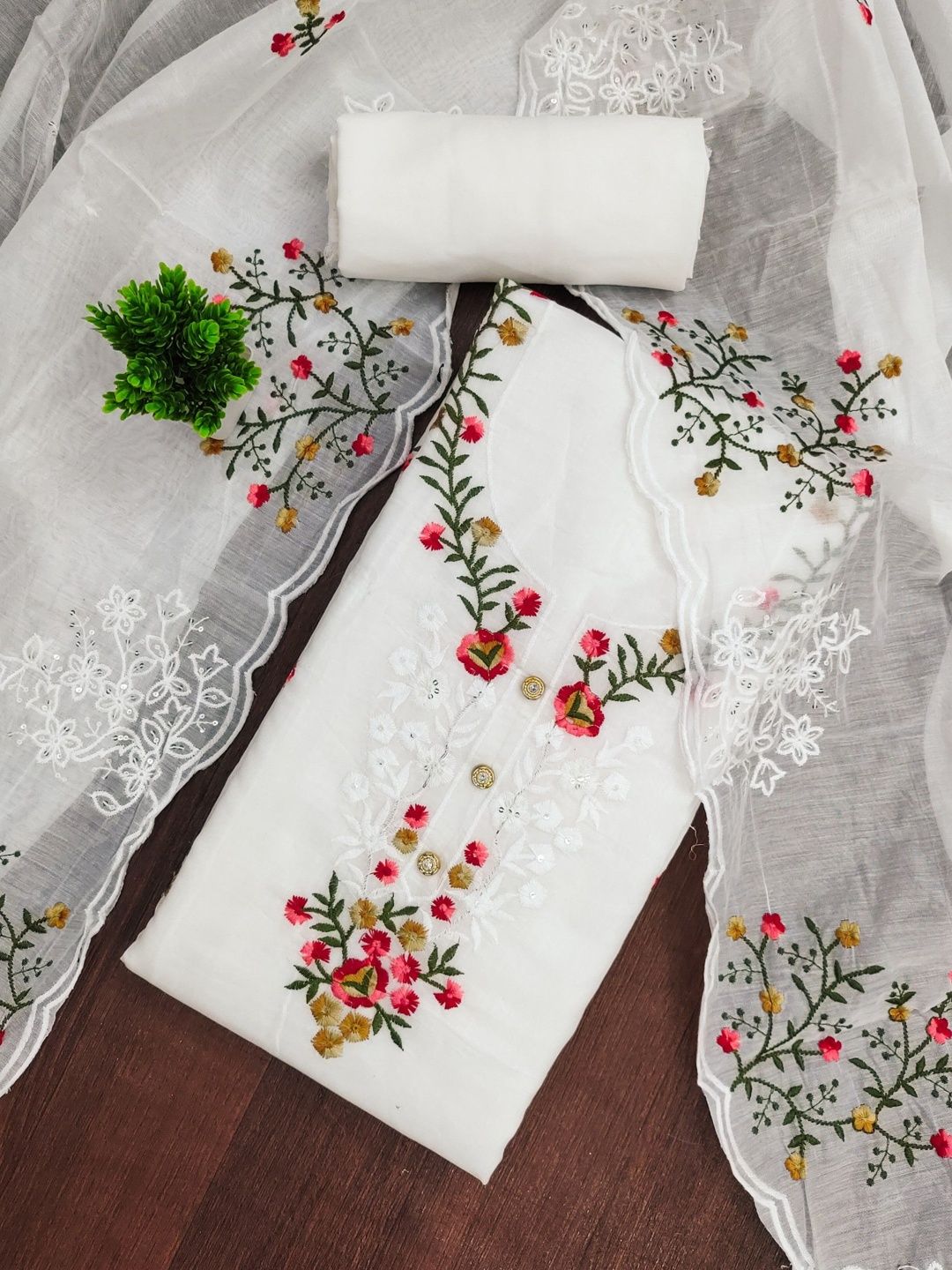 Rangtulika Ethnics Embroidered Unstitched Kurta Fabric Bottom Fabric and Dupatta-image-49