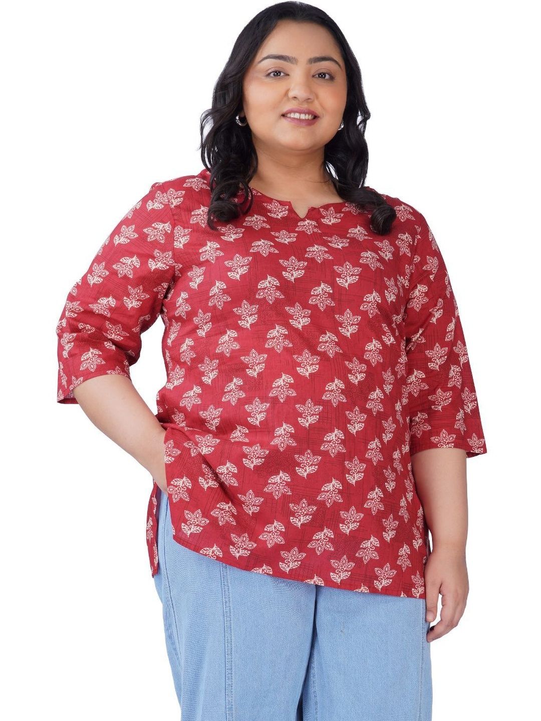 30 Looks Ethnic Motifs Printed V-Neck Pure Cotton Kurti-picture-28