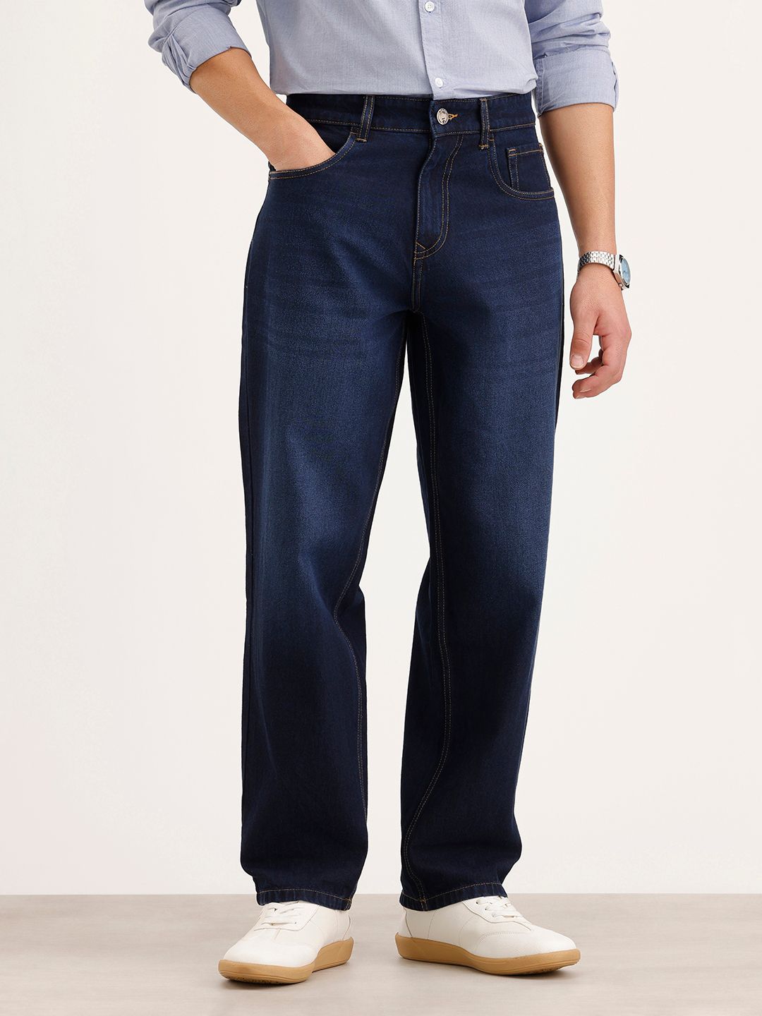 WROGN Men Loose Fit Light Fade Pure Cotton Jeans-picture-42
