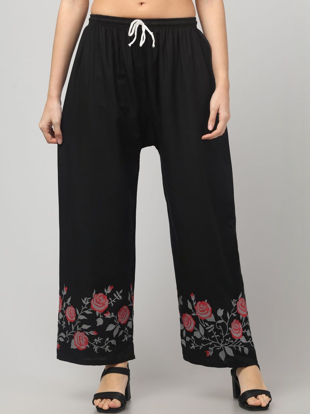 CROWN KING Women Floral Printed Easy Wash Trousers-picture-51