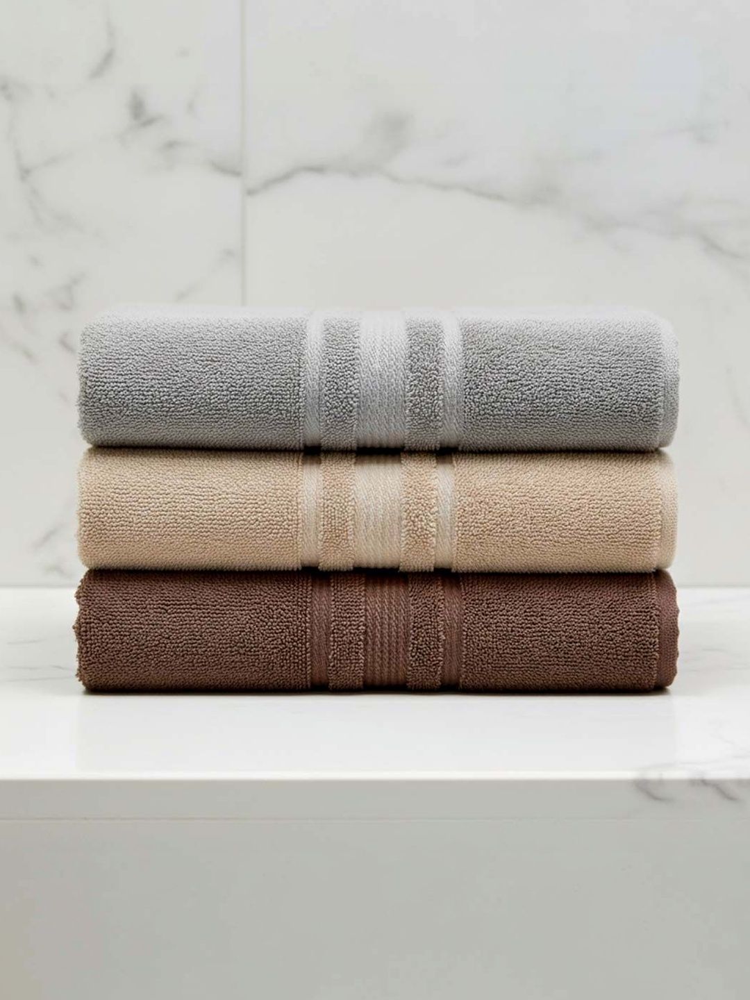 Athom Living Multicoloured & Multicoloured 3 Striped Cotton 500 GSM Bath Towel-image-36