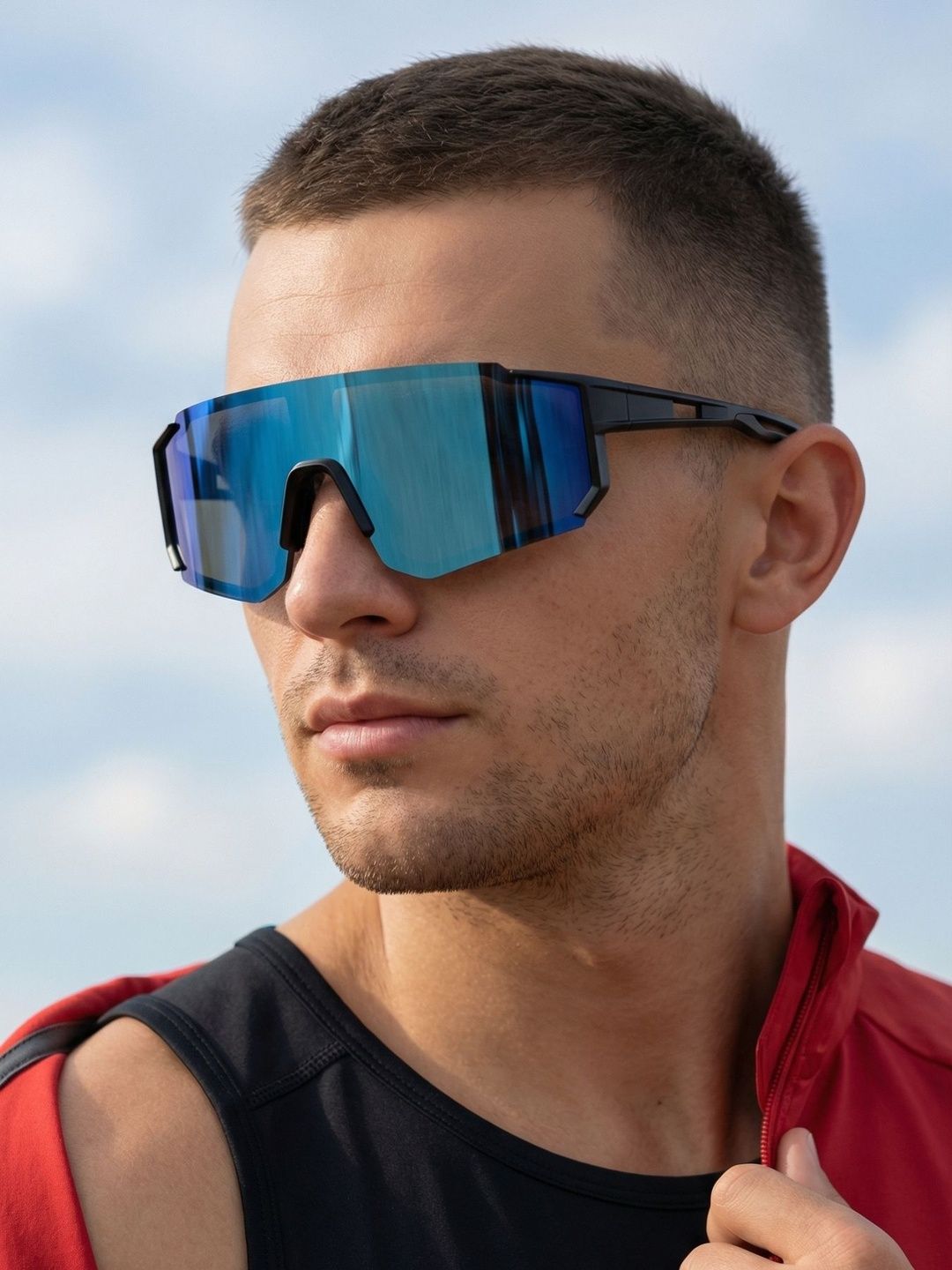 goglassic Unisex Blue Lens & Black Rectangle Sunglasses with-picture-26