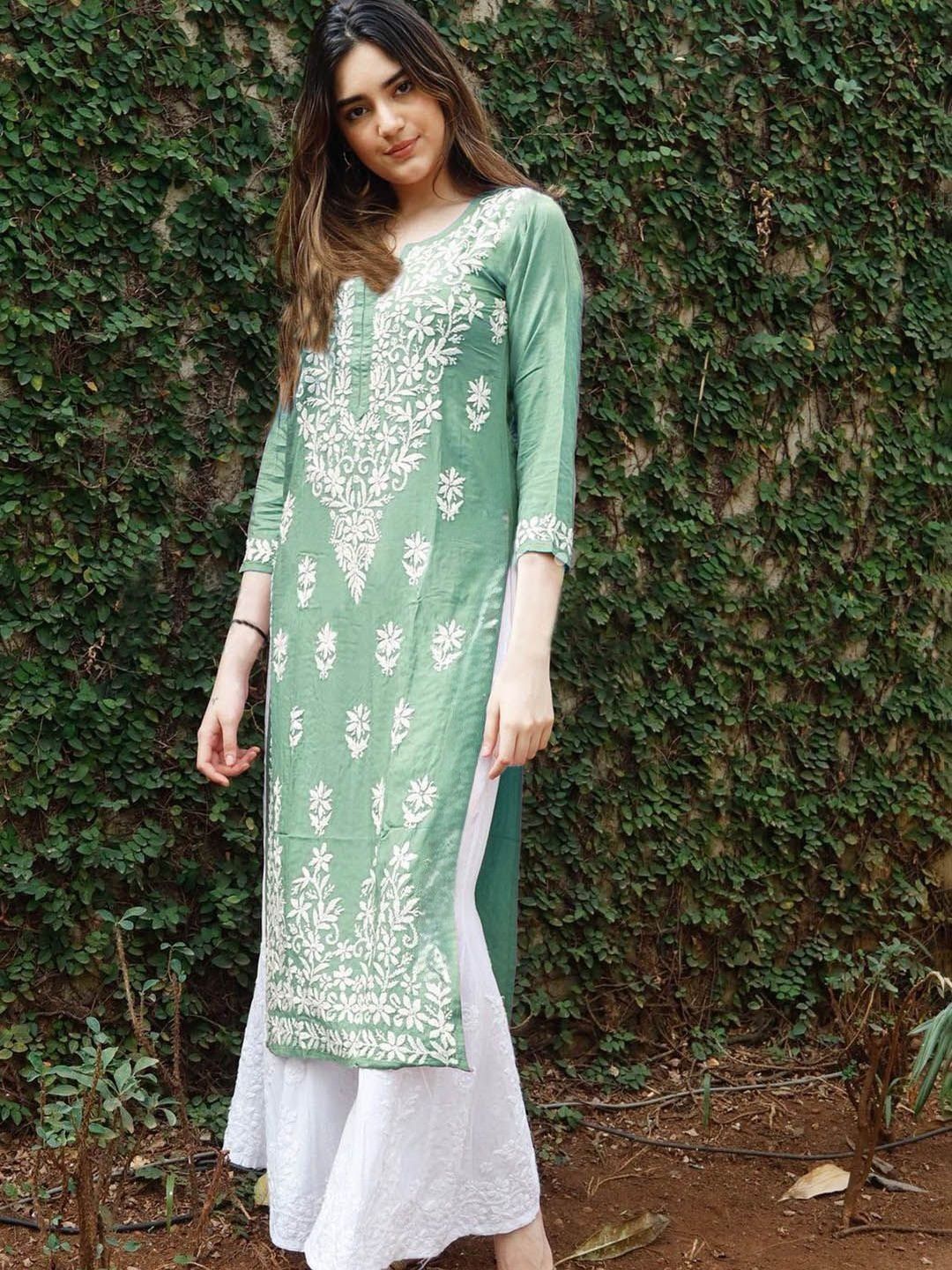 JBTEX Floral Embroidered Chikankari Chikankari Kurti-picture-17