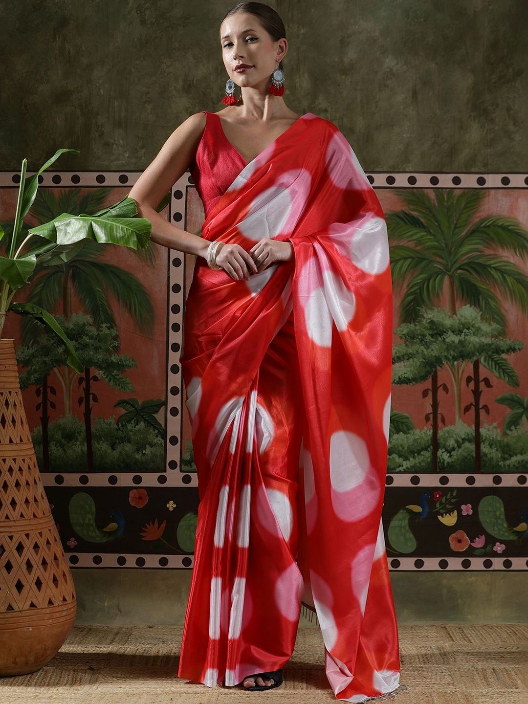 Sangria Ready to wear Satin Floral Digital Printed Saree-picture-44