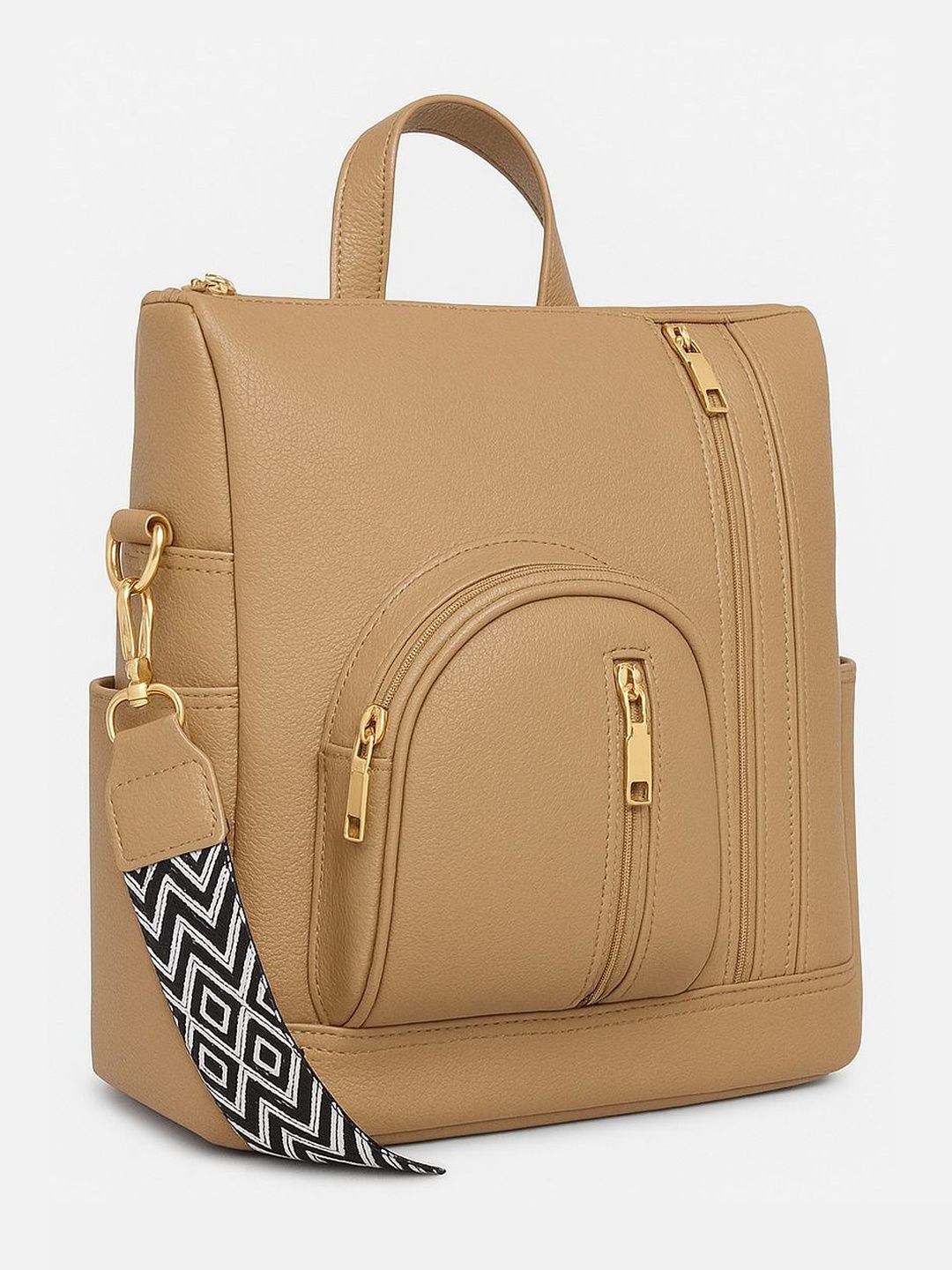 JAISOM Women Geometric Contrast Detail Backpack-picture-19