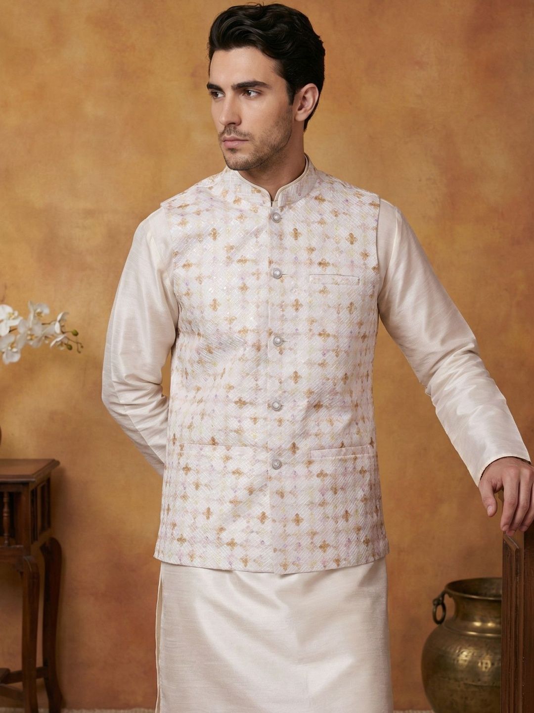 Jompers Printed Mandarin Collared Nehru Jackets-picture-13