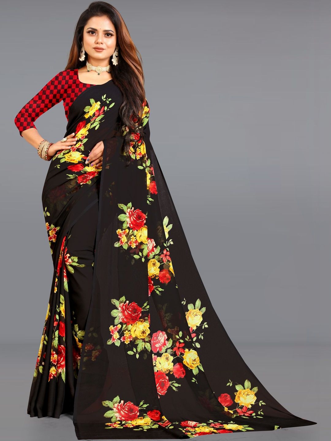 SHUBHSWAR Floral Pure Georgette Fashion Saree-picture-18