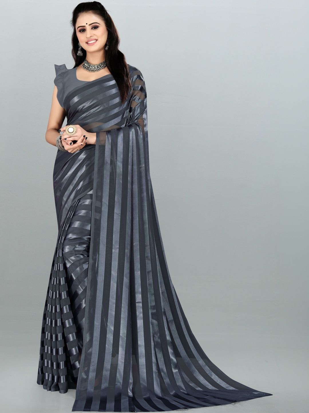 SHUBHSWAR Striped Satin Fashion Saree-picture-17