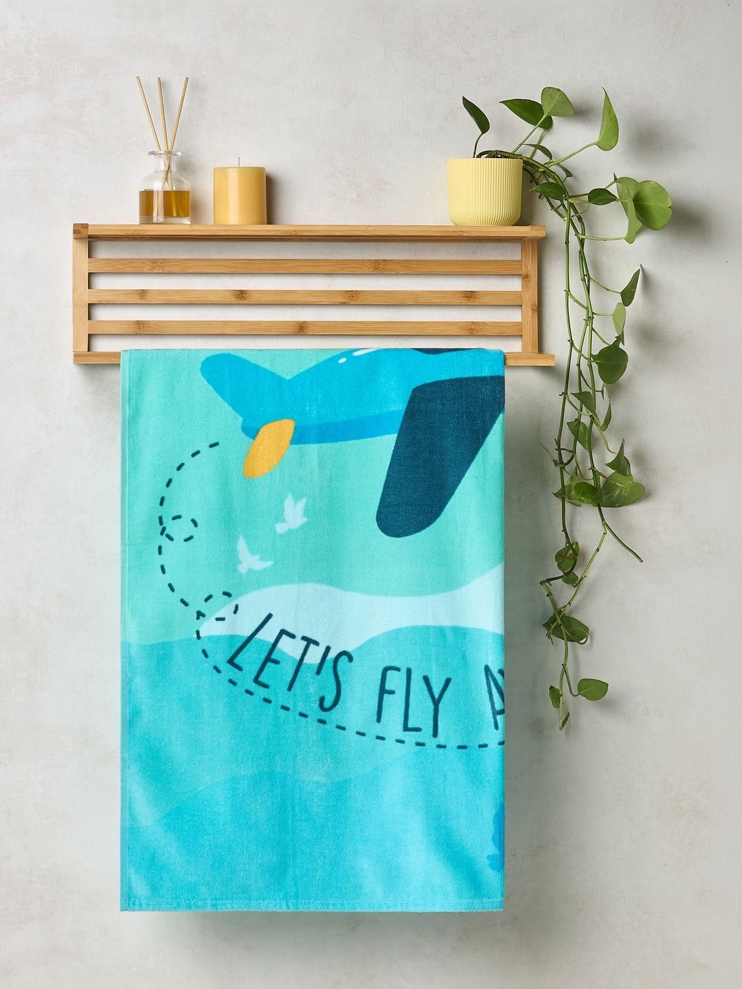 Himeya Kids Blue Printed 350 GSM Cotton Bath Towel-image-40