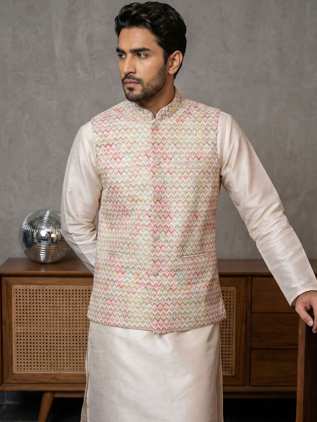 Jompers Printed Mandarin Collared Nehru Jackets-picture-10