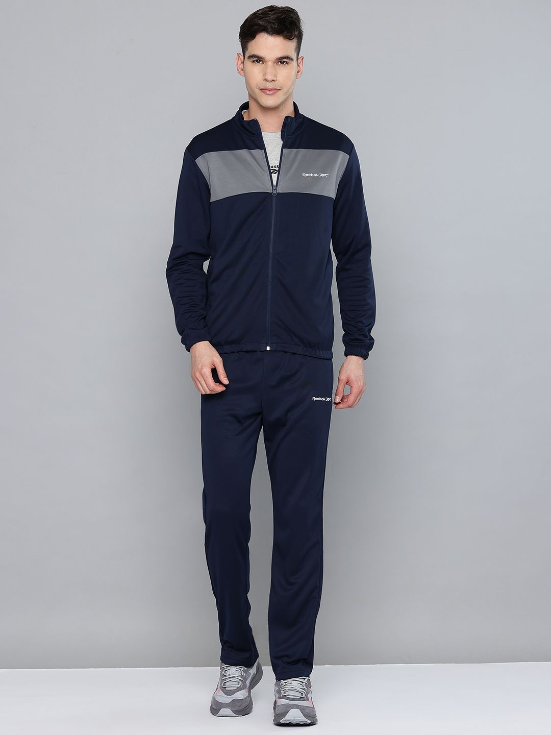 Reebok Men Brand Logo Printed Mock Collar Tracksuit-picture-57