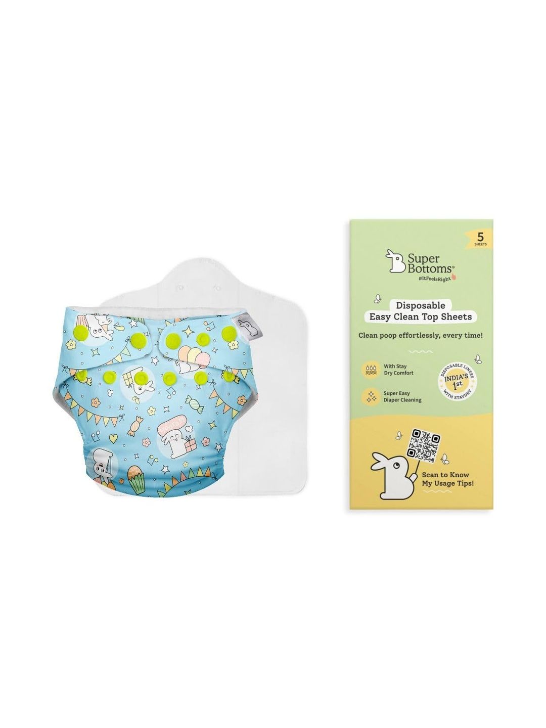 SuperBottoms UNO Cloth Diaper With 5 Pcs Disposable Liners-picture-39