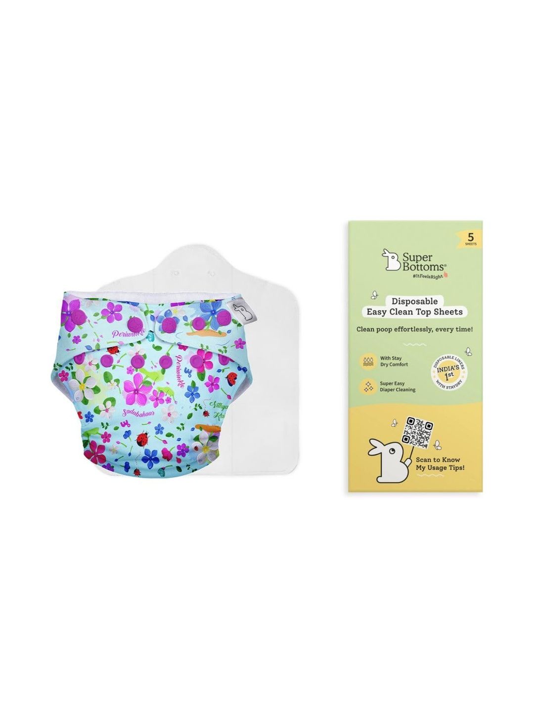 SuperBottoms UNO Cloth Diaper With 5 Pcs Disposable Liners-picture-45