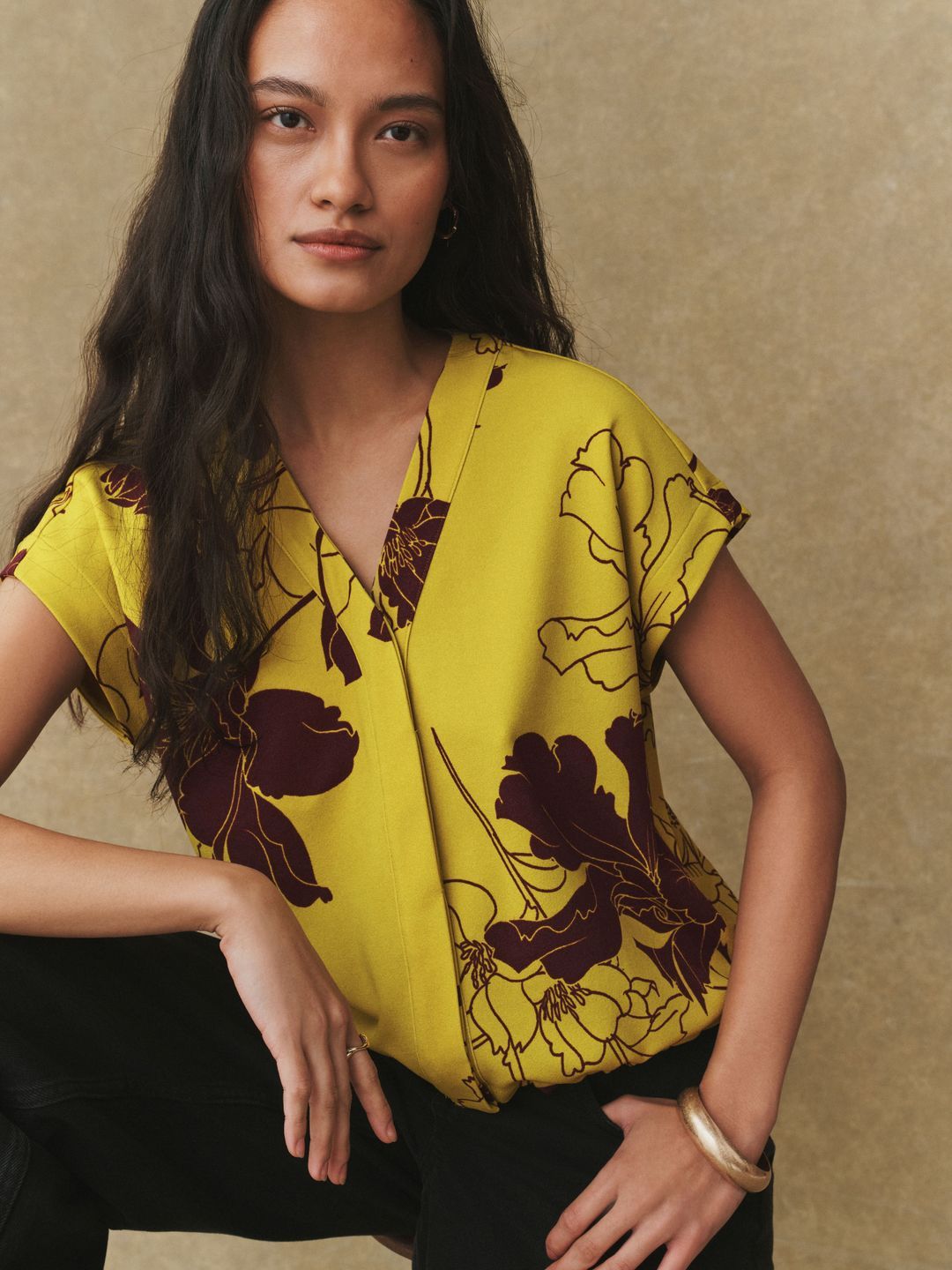 NEXT Floral Printed V-Neck Extended Sleeves Shirt Style Top With Tie-Ups deal from myntra NEXT Floral Printed V-Neck Extended Sleeves Shirt Style Top With Tie-Ups deal from myntra