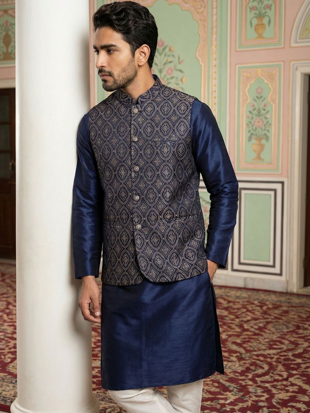 Jompers Mandarin Collared Nehru Jackets-picture-12