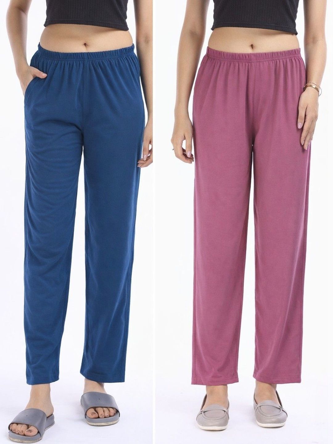 E-MAX Pack Of 2 Cotton Straight-Leg Lounge Pants-picture-3