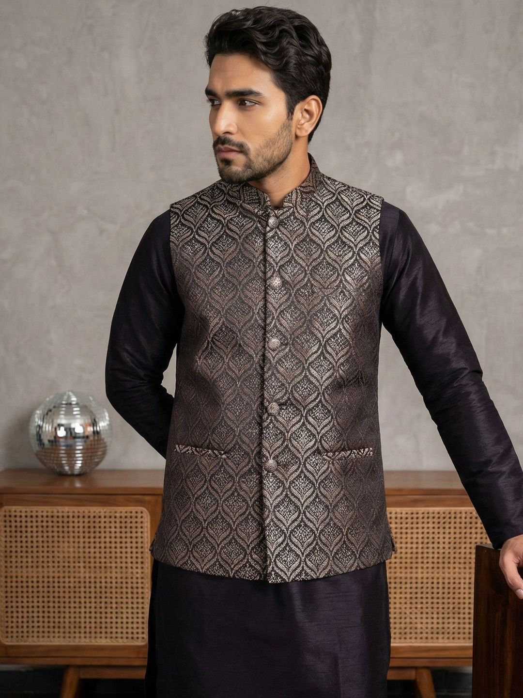 Jompers Mandarin Collared Nehru Jackets-image-5