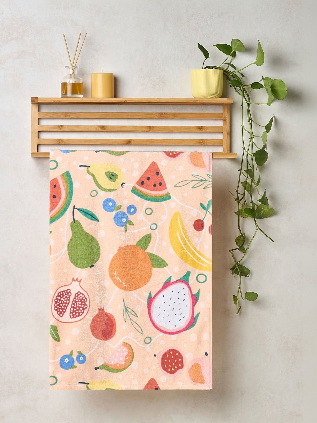 Himeya Kids Orange Printed 350 GSM Cotton Bath Towel-image-36