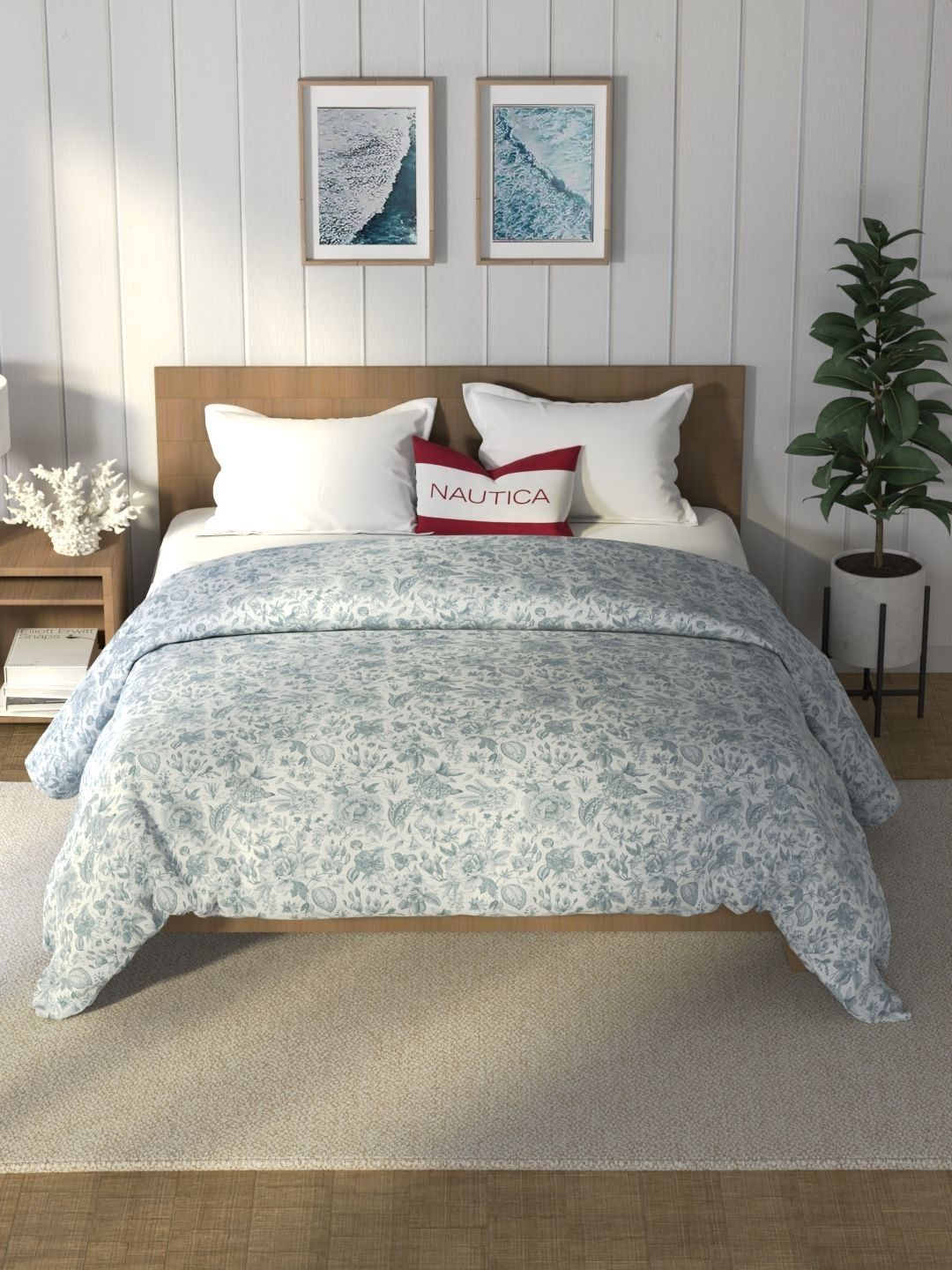 Nautica Blue & White Floral AC Room 120 GSM Comforter-image-3
