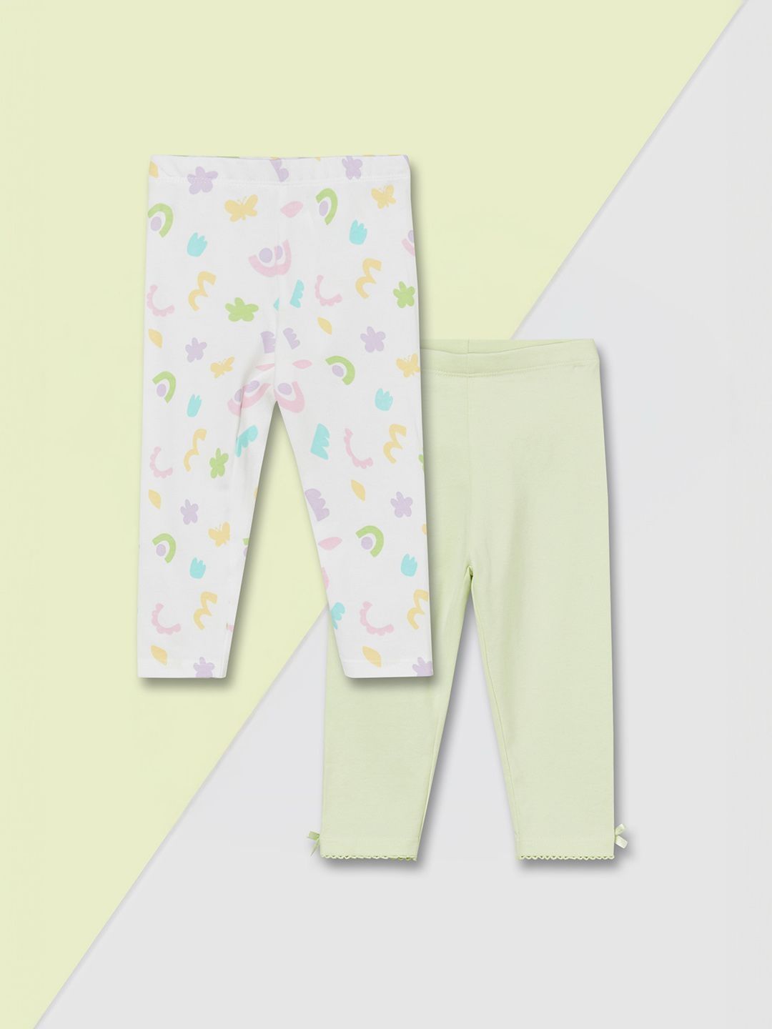 max Girls Pack of 2 Cotton Blend Printed Ankle Length Leggings-picture-52