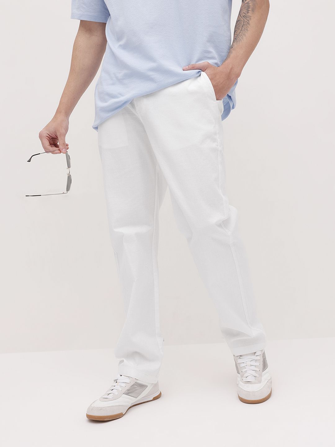The Roadster Life Co. Men Comfort Stretch Cotton Relaxed Fit Adjustable Waist Trousers-image-49