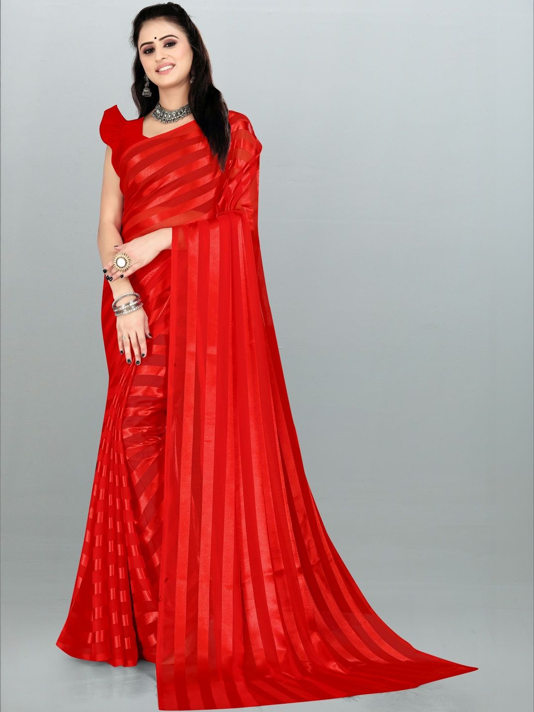 SHUBHSWAR Striped Satin Fashion Saree-picture-51