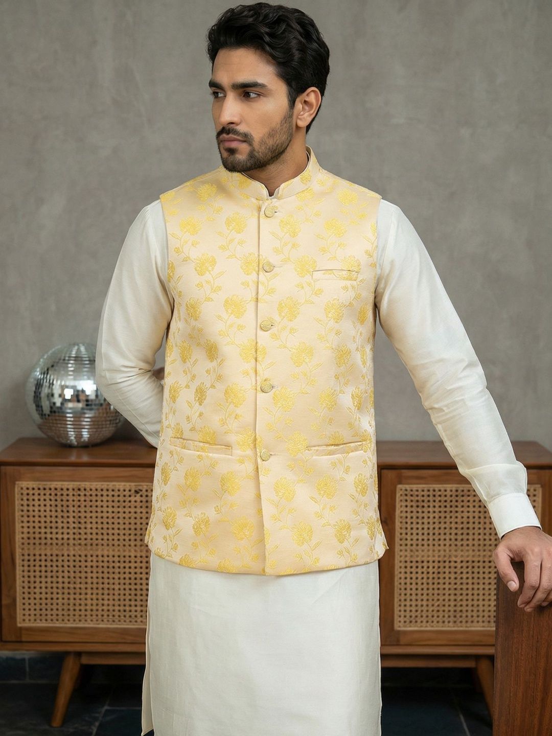 Jompers Embossed Mandarin Collared Nehru Jackets-picture-30