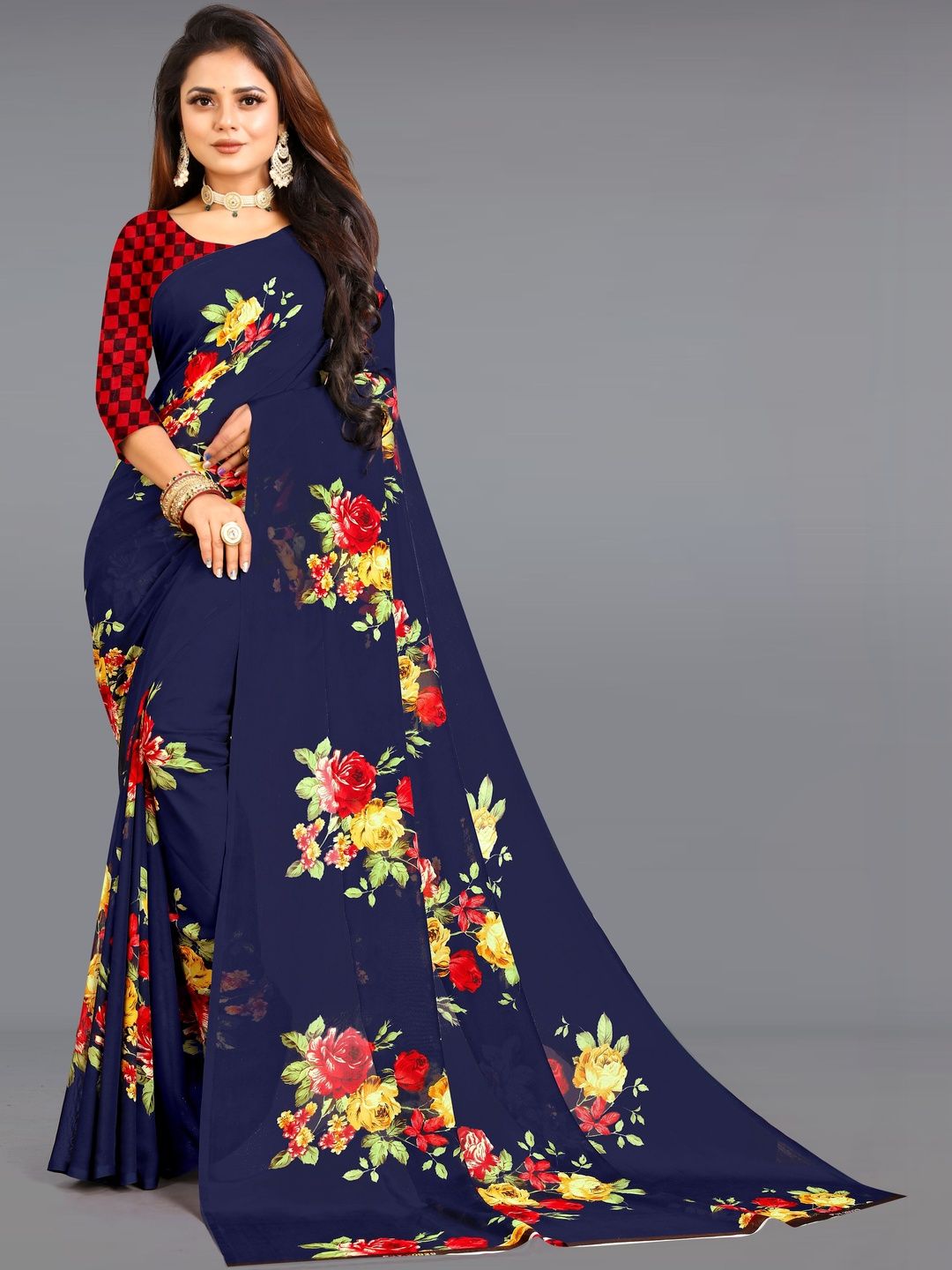 SHUBHSWAR Floral Pure Georgette Saree-picture-34