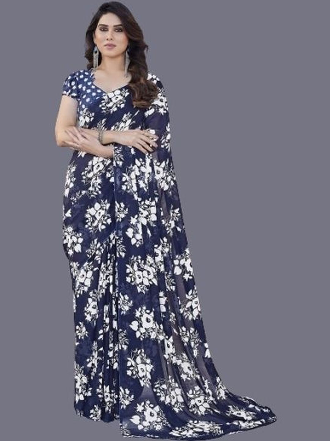 SHUBHSWAR Floral Pure Georgette Fashion Saree-picture-33