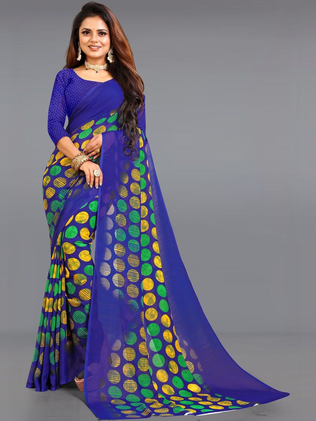 SHUBHSWAR Polka Dot Pure Georgette Fashion Saree-picture-22