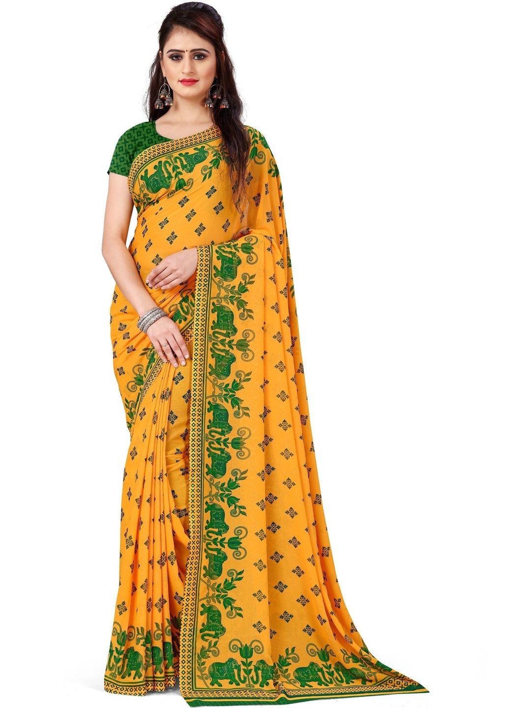 SHUBHSWAR Ethnic Motifs Pure Georgette Fashion Saree-picture-13