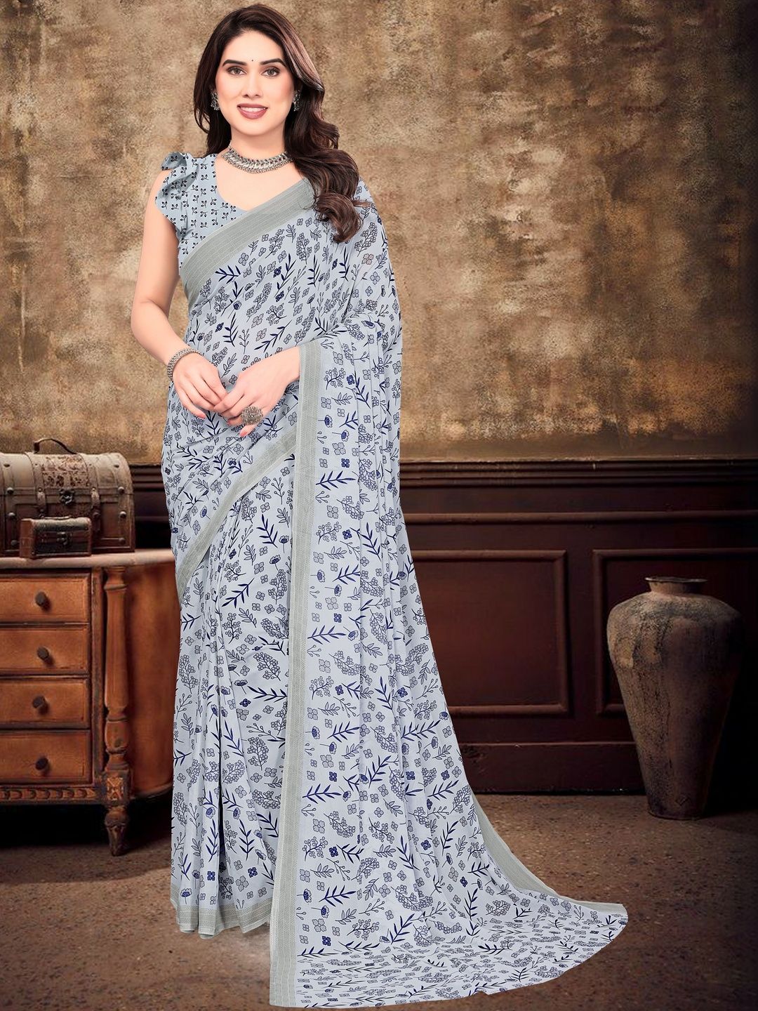 SHUBHSWAR Floral Pure Georgette Fashion Saree-picture-33