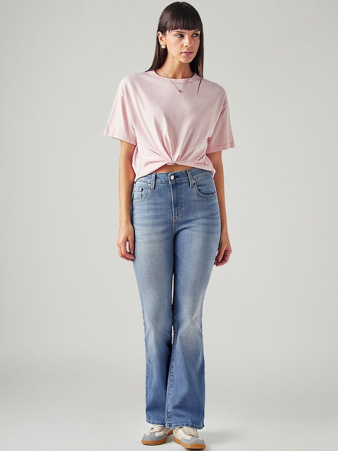 Levis Women Flared High-Rise Light Fade Stretchable Jeans-image-1