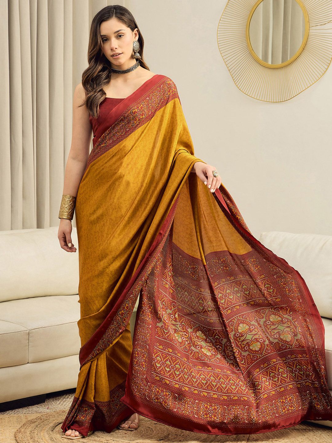 Mitera Ethnic Motifs Pure Crepe Ready To Wear Saree-picture-57